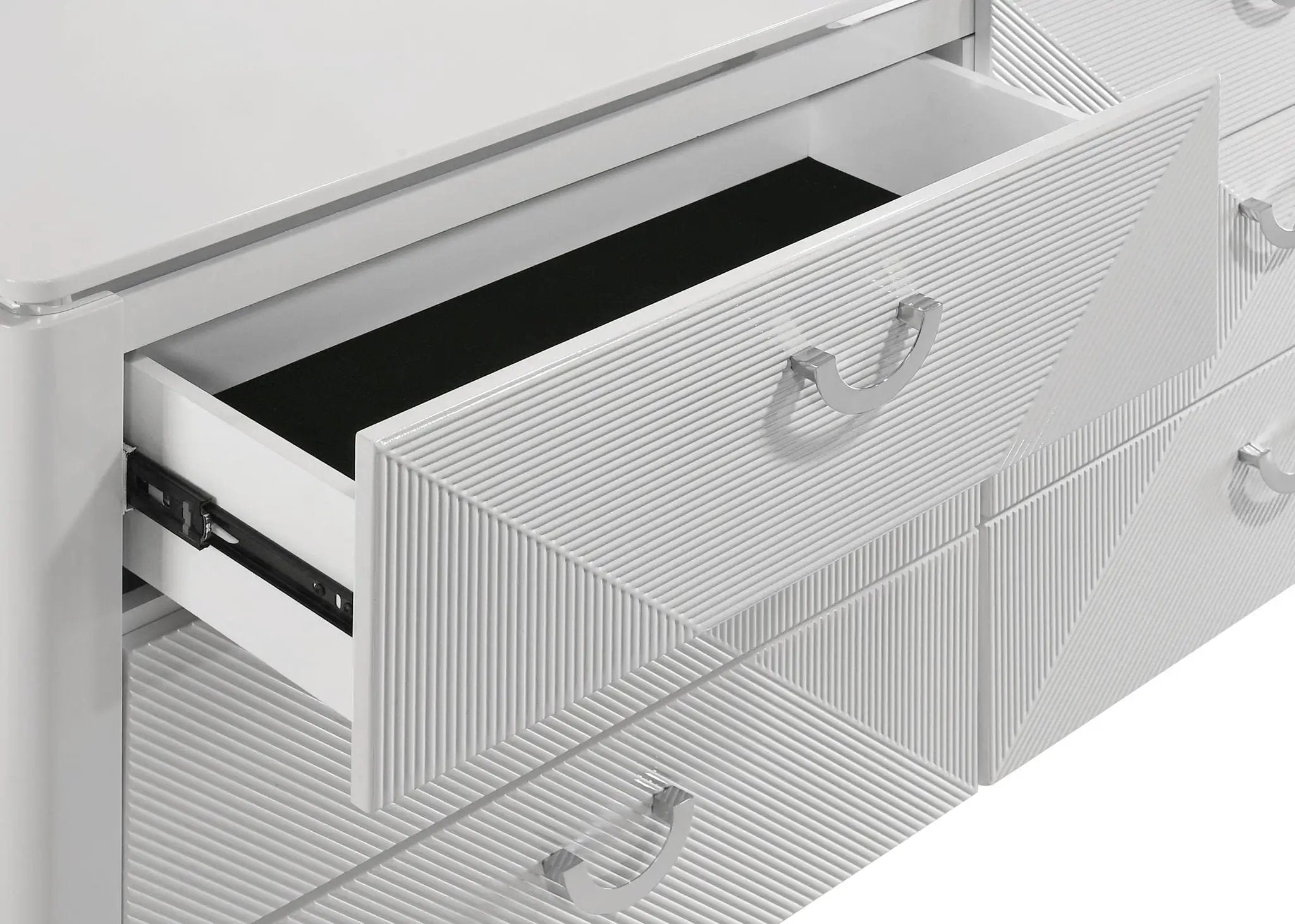 Cassia 6-drawer Dresser Cabinet with Mirror White High Gloss by Unique Piece Furniture