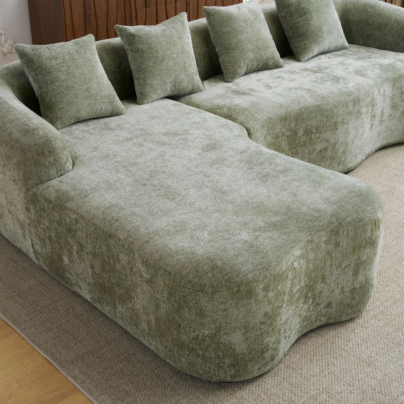 Modular L-Shape Sectional Sofa With Curved Chaise by HouseOfZazla