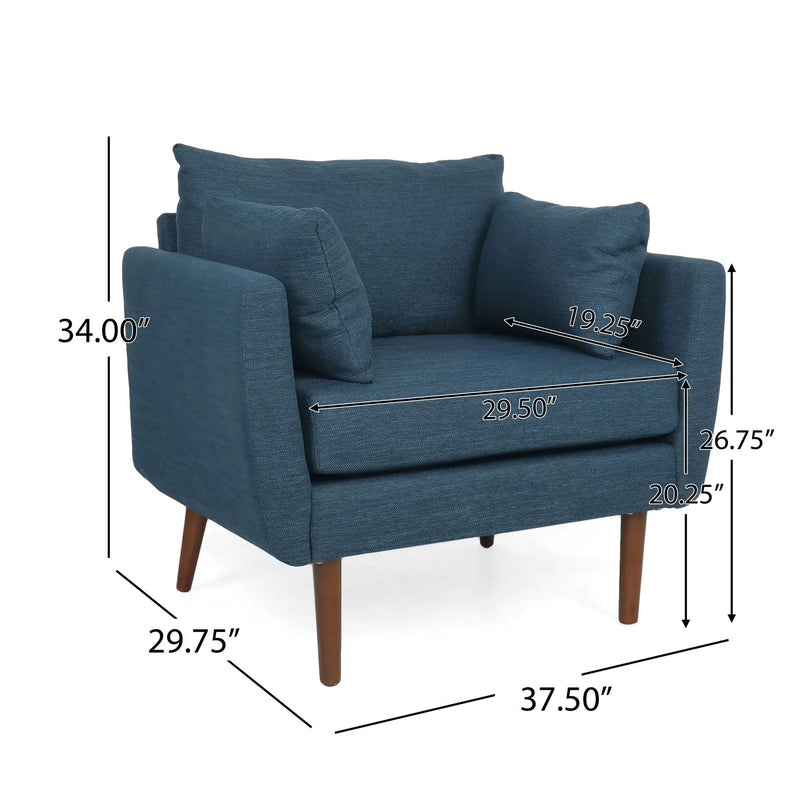 Luminate Upholstered Fabric Club Chair with Tapered Legs and 2 Accent Pillows by HouseOfZazla