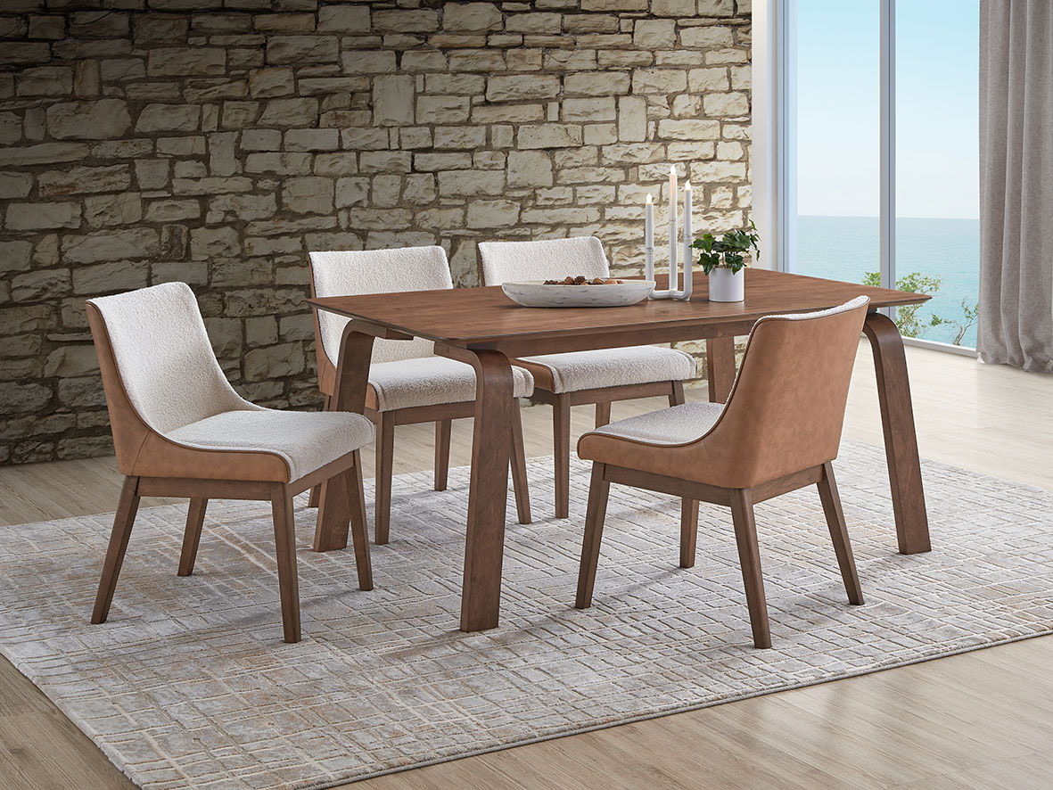 Walnut 5 Piece Dining Room Set with Side Chairs - Ginny Collection, photo 3 of 4