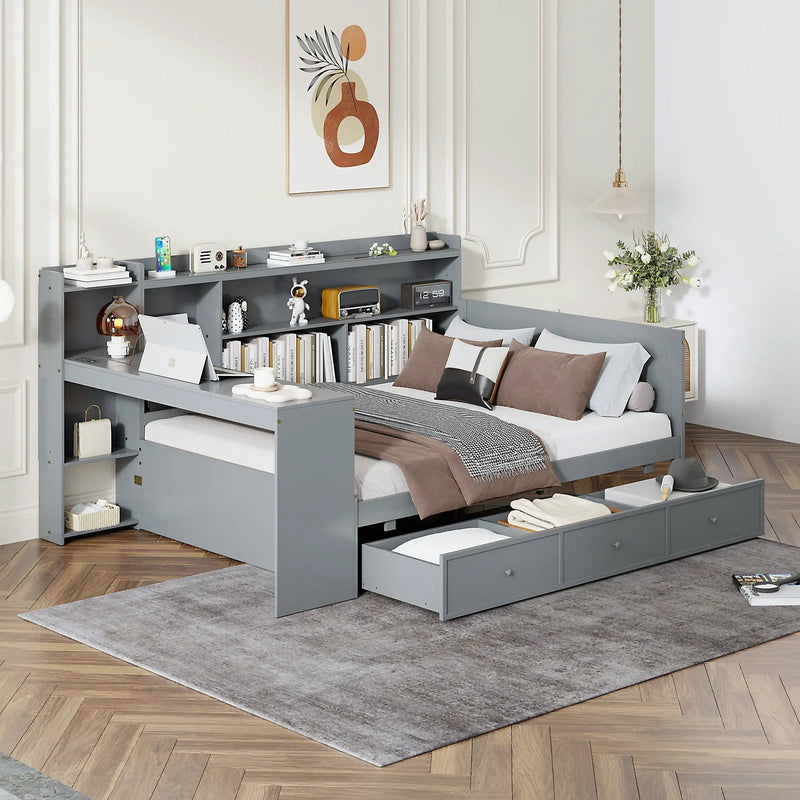 Daybed With 3 Drawers USB Ports And Desk by HouseOfZazla