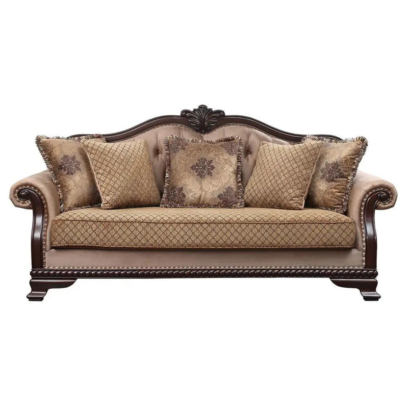 Chateau De Ville - Sofa With 5 Pillows (Same Lv01588) - Fabric & Espresso by Unique Piece Furniture