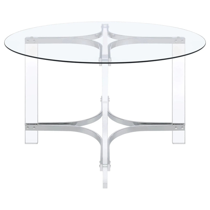 Keeling 47-inch Round Glass Top Acrylic Dining Table Chrome by Unique Piece Furniture