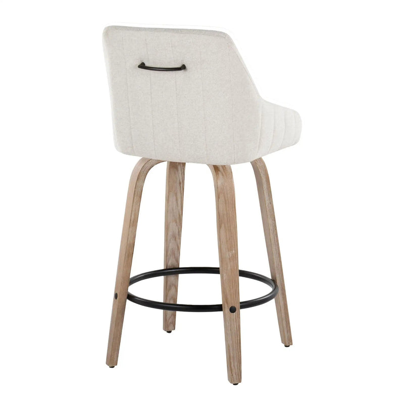 Hannah - Transitional Fixed Height Counter Stool With Swivel With Round Footrest (Set of 2) by HouseOfZazla
