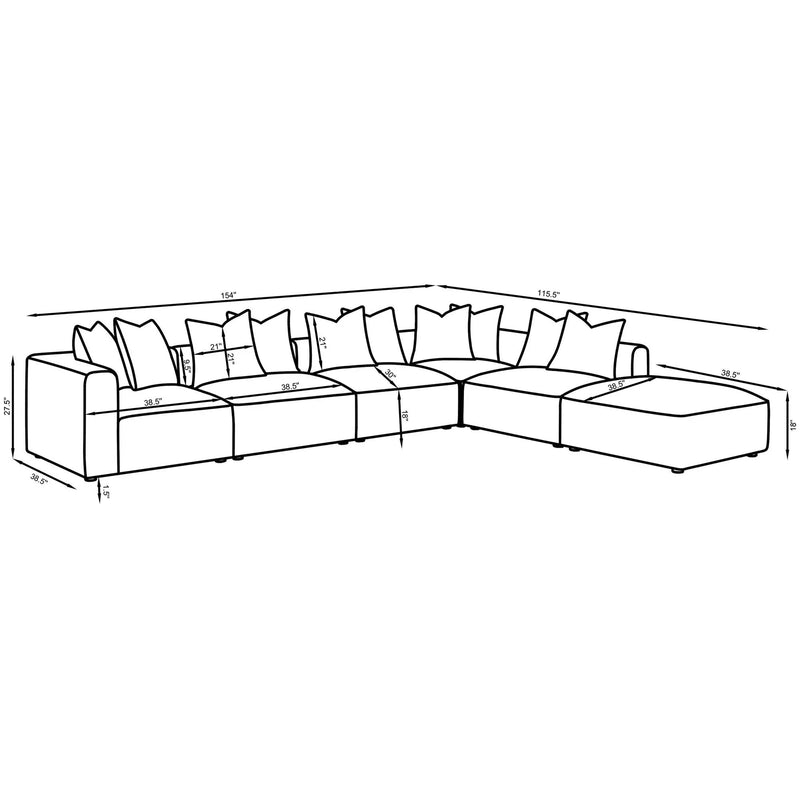 Colleen - 6 Piece Modular Sectional With Tight Seats - Terracotta by HouseOfZazla