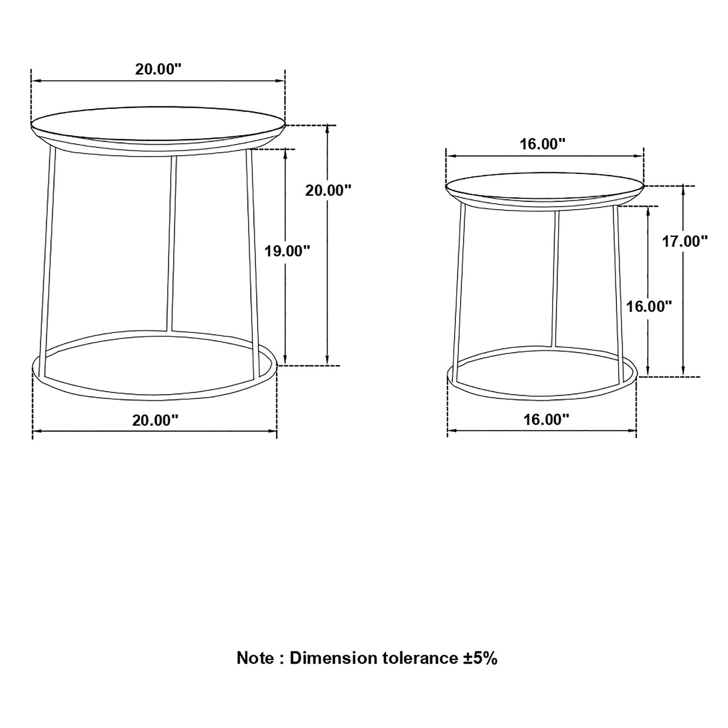 2 Piece Nesting Table With Embossed Tops And Base - Black by HouseOfZazla