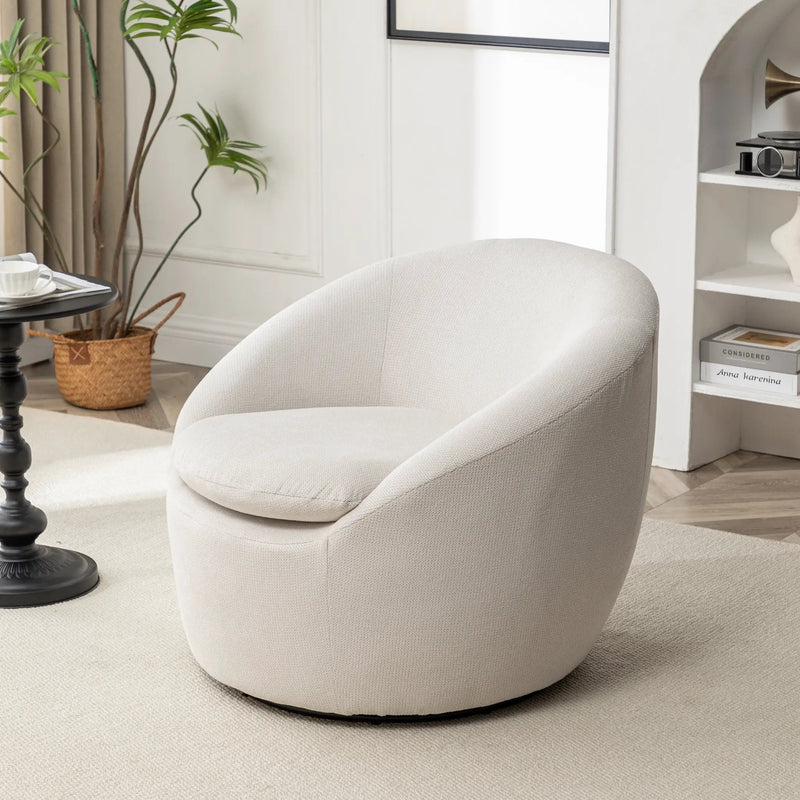 Winnie Modern Teddy Fabric Barrel Chair, 360° Swivel by HouseOfZazla