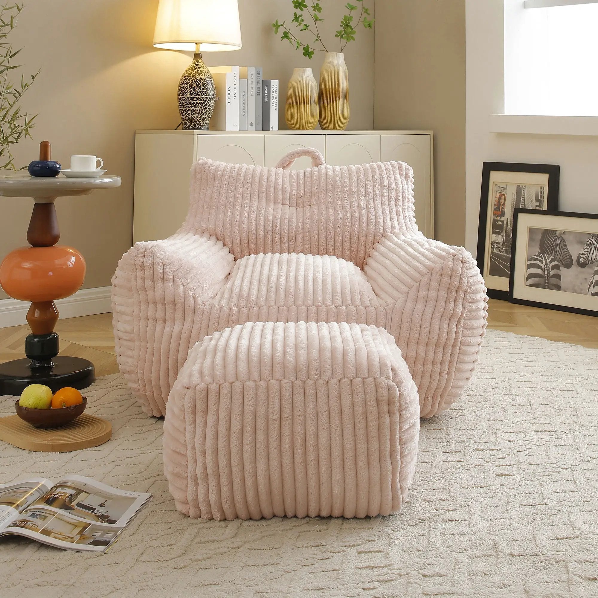 Giant Bean Bag Chair With Armrests And Footstool by HouseOfZazla
