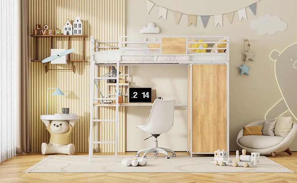 Loft Bed With L Shape Desk And Wardrobe by HouseOfZazla