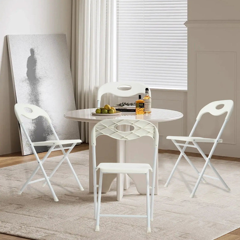 Folding Chairs, Stackable & Waterproof (Set of 4) - White by Unique Piece Furniture