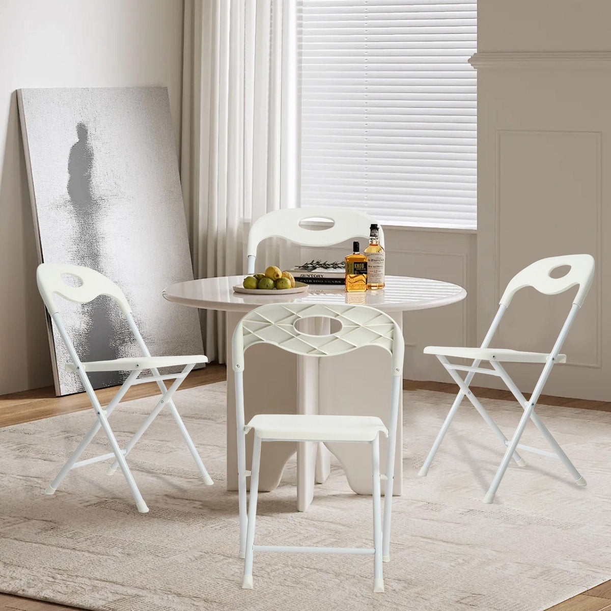 White Folding Chair Set with Waterproof Finish and Stackable Design - Set of 4, photo 17 of 27