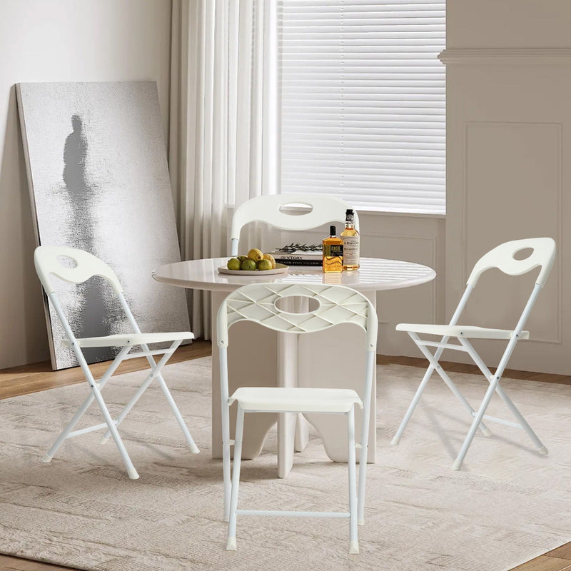 White Folding Chair Set with Waterproof Finish and Stackable Design - Set of 4, photo 17 of 27