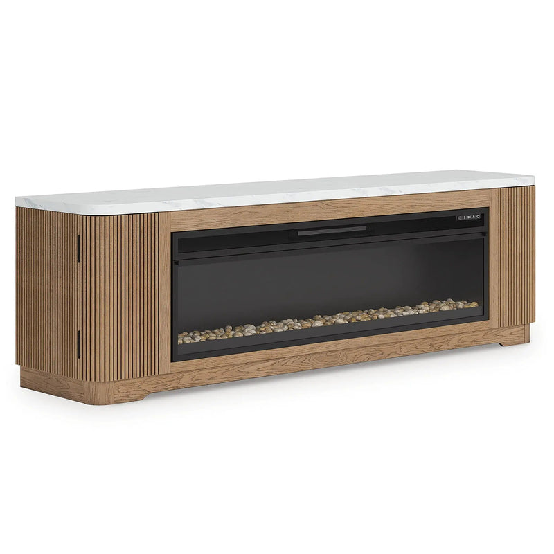 Camdill - 80" TV Stand With Electric Fireplace - Light Brown by Unique Piece Furniture