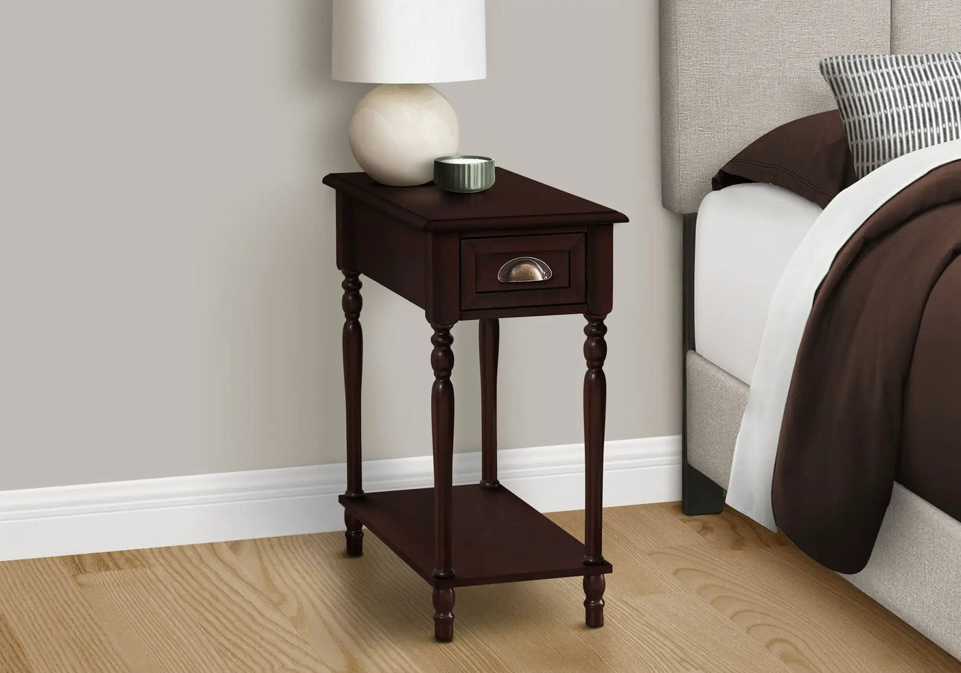 Accent Side Table, 2 Tier, Storage Drawer, Stylish Traditional Design by HouseOfZazla