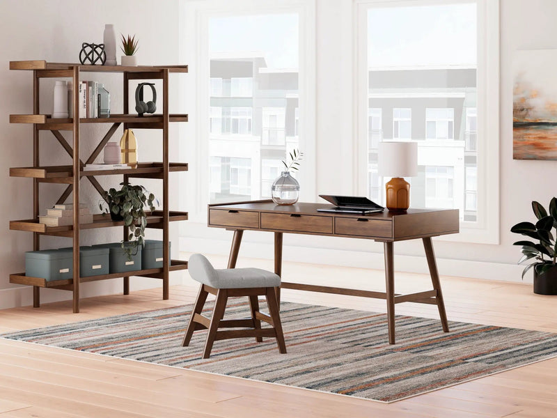Lyncott - 3 Pc. - Home Office Desk, Chair, Bookcase - Brown by Unique Piece Furniture