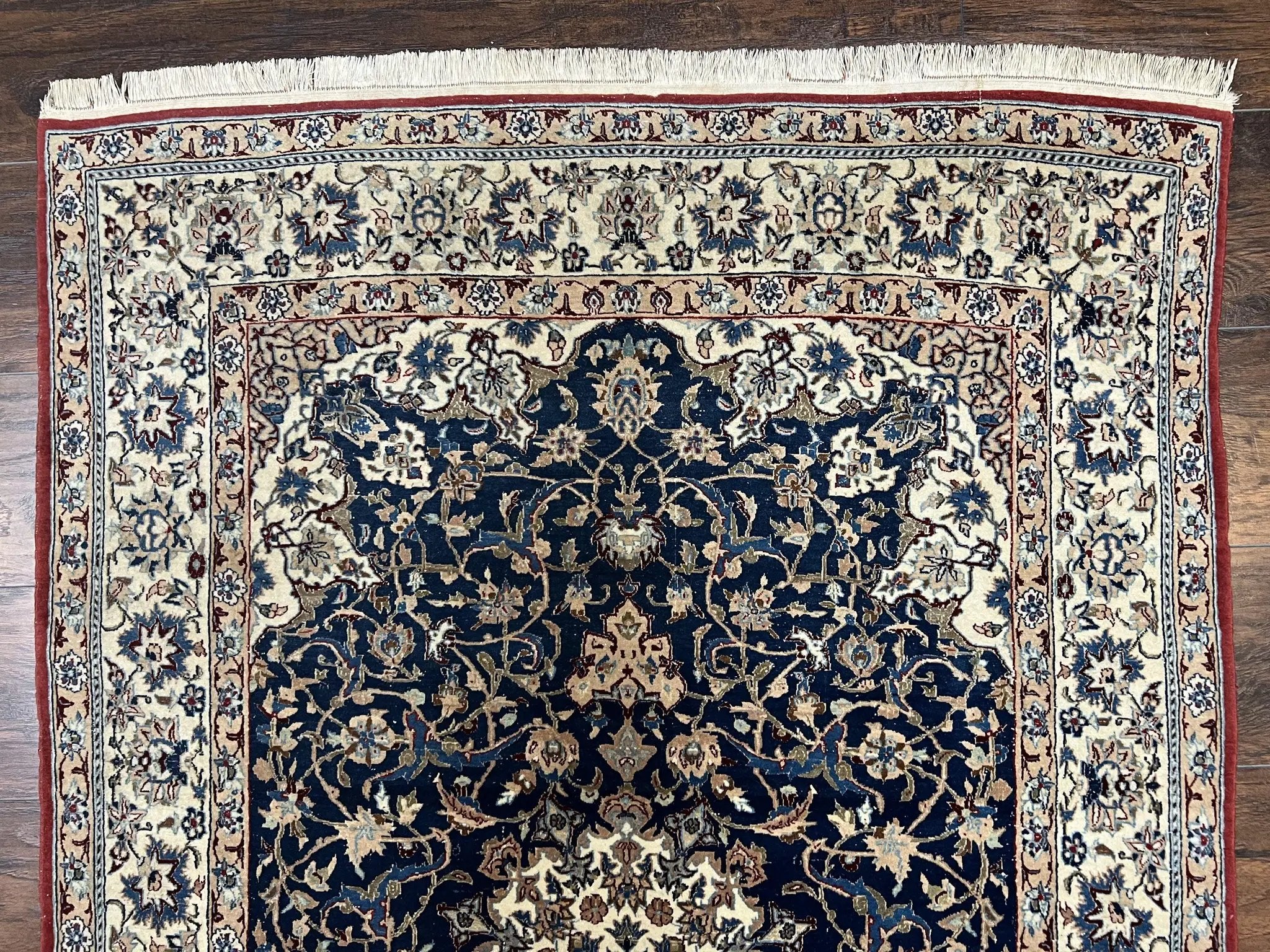 Super Fine Persian Nain Rug 3.6 x 5.4, Navy Blue and Ivory, 700 KPSI by Jewel Rugs