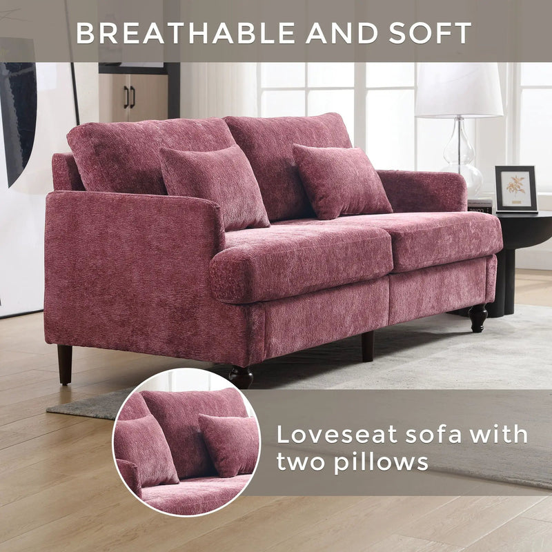 Mid Century Modern Fabric Loveseat Sofa, 2 Seat Upholstered Couch by Unique Piece Furniture