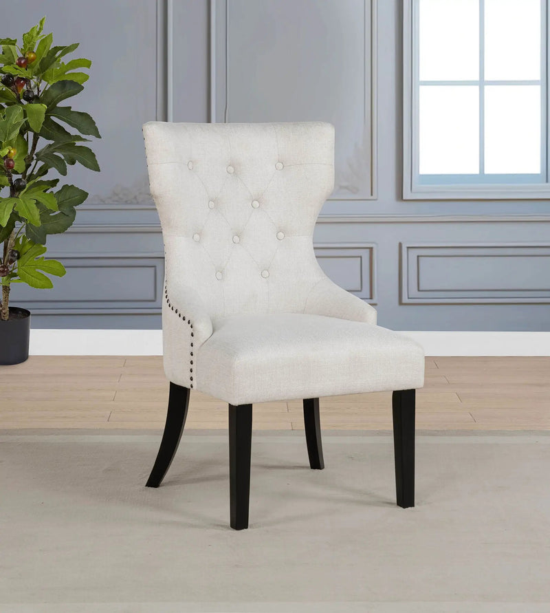 Baney Fabric Upholstered Dining Side Chair Cream and Black by Unique Piece Furniture