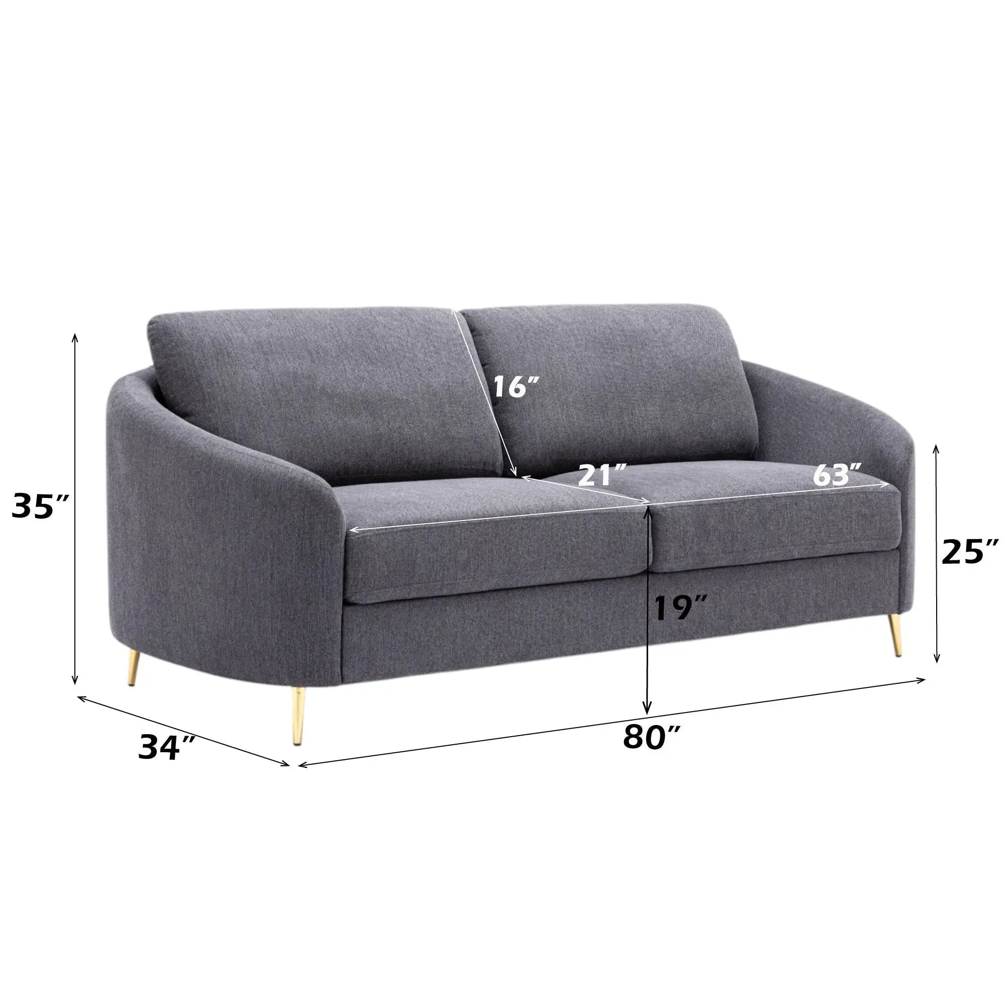 Yuina Linen Sofa in Gray by HouseOfZazla