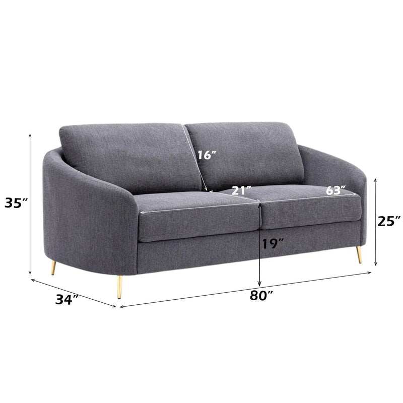Yuina Linen Sofa in Gray by HouseOfZazla