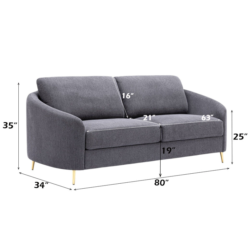 Yuina Linen Sofa with Chrome Legs - Dark Gray, photo 3 of 4