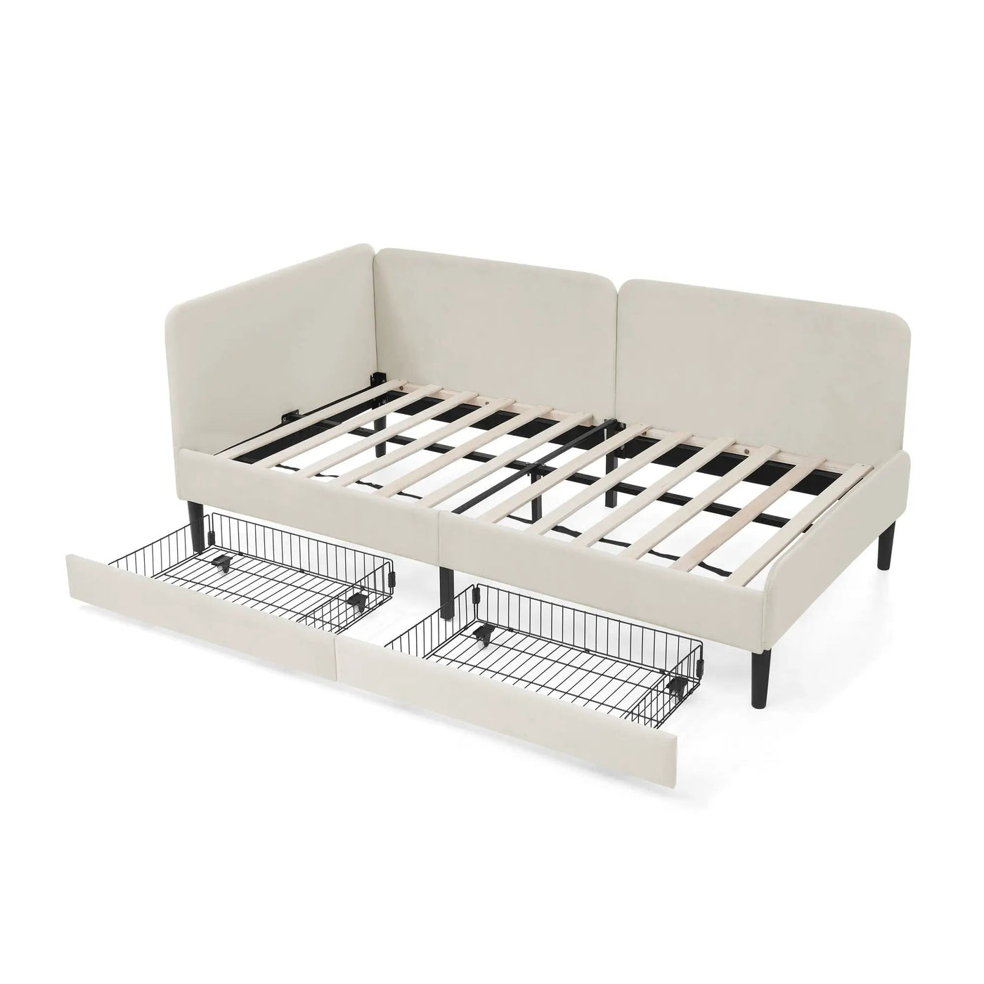 Upholstered Platform Bed Frame With 2 Storage Drawers And Adjustable Sofa Bed by HouseOfZazla