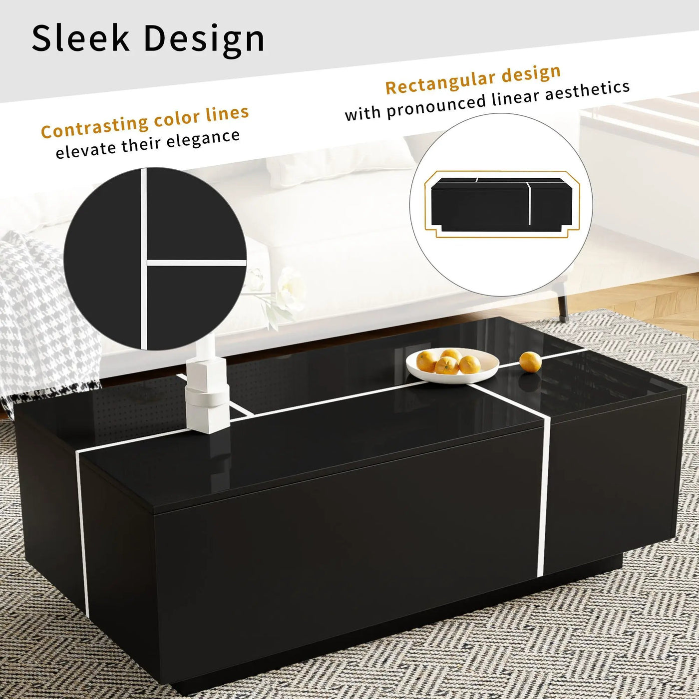 Extendable Coffee Table With 2 Hidden Storage Space And 2 Drawers For Living Room by HouseOfZazla