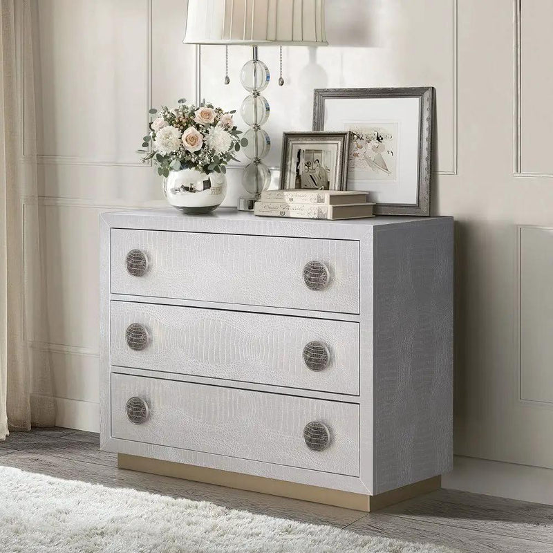 Anpu - Console Cabinet - Silver Faux Crocodile Skin by Unique Piece Furniture