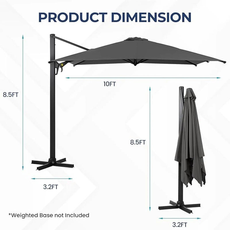 Rectangular Patio Umbrella With Crank Tilt, Polyester UV-Resistant Canopy by HouseOfZazla