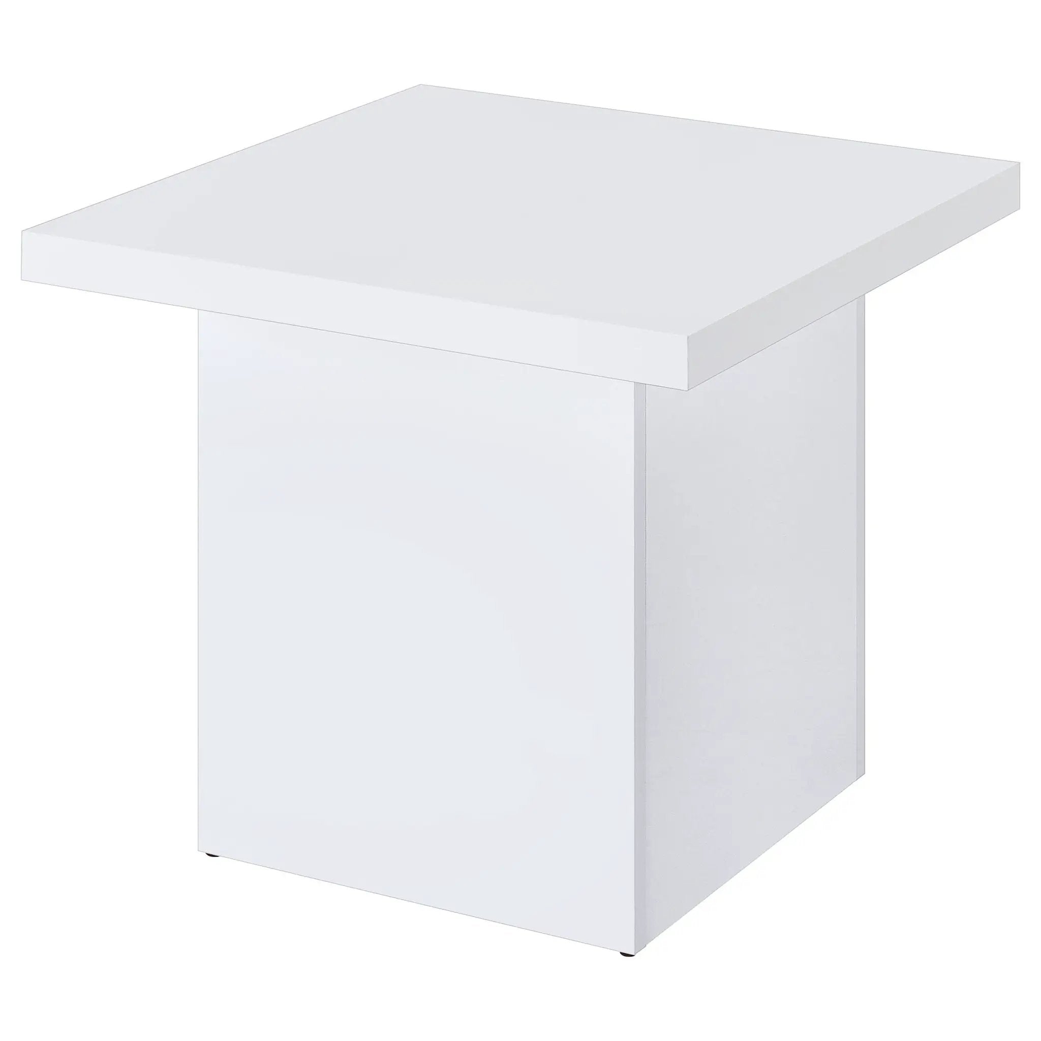 Devar Square Engineered Wood Side End Table White High Gloss by Unique Piece Furniture