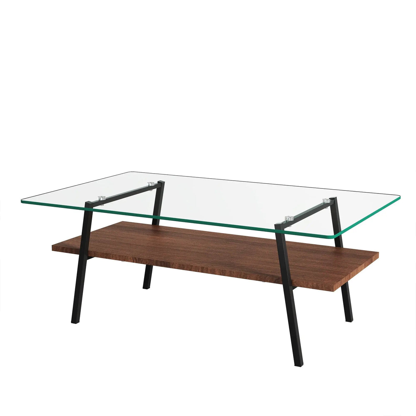 Rectangle Coffee Table, Tempered Glass Tabletop With Metal Legs, Modern Table For Living Room by HouseOfZazla