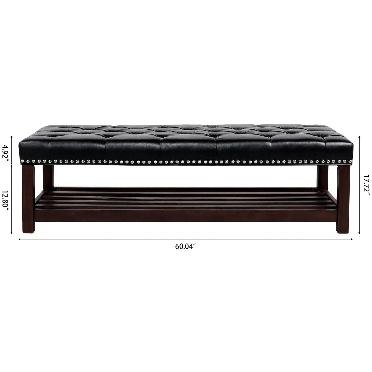 Tufted Upholstered End of Bed Bench with Nailhead Trim - Faux Leather, photo 7 of 8