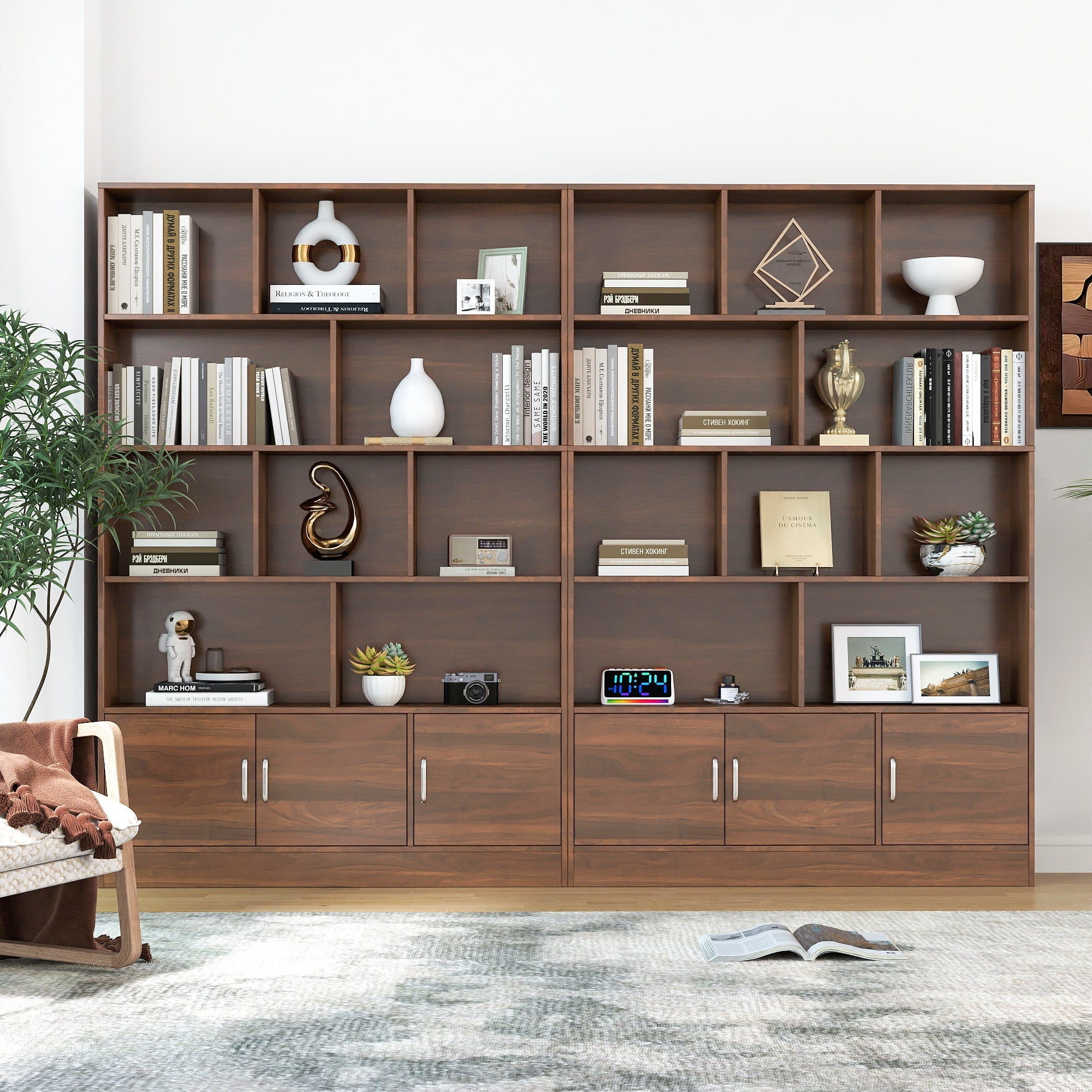 70.87" Tall Bookshelf with 10 Cubes and 3 Doors by HouseOfZazla