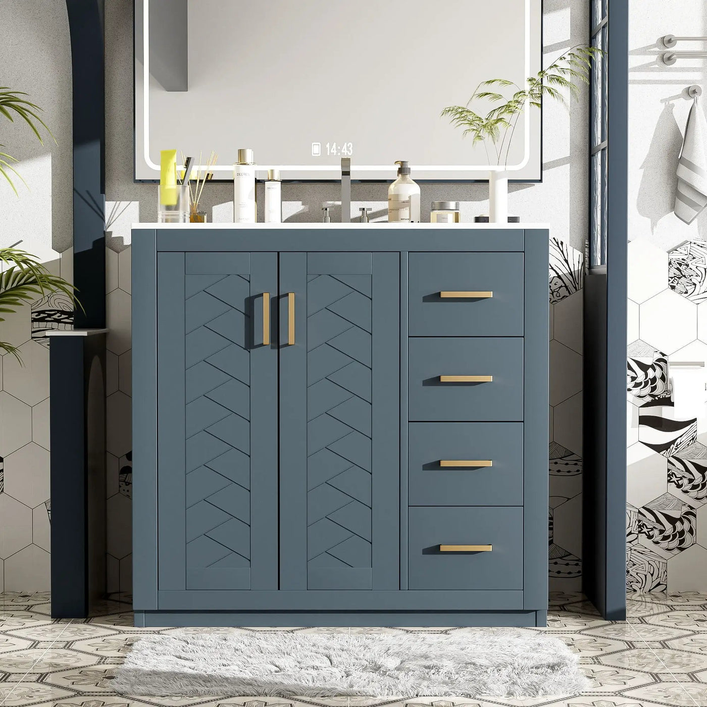 Retro Style Bathroom Vanity, 3 Drawers & Soft Closing Doors by HouseOfZazla