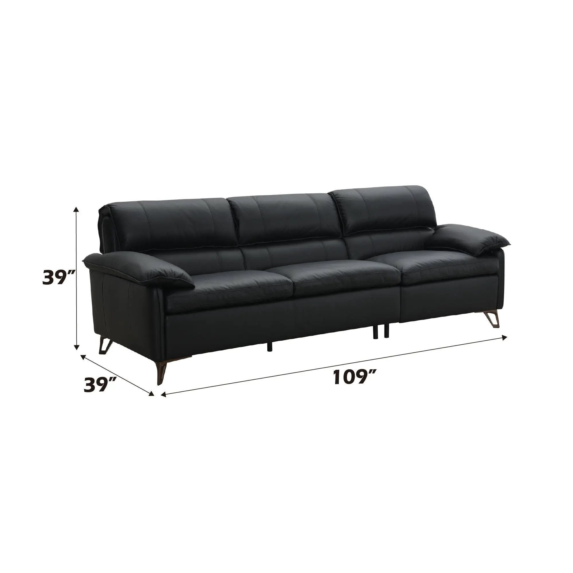Eilene - Top Grain Leather Sofa - Black by HouseOfZazla