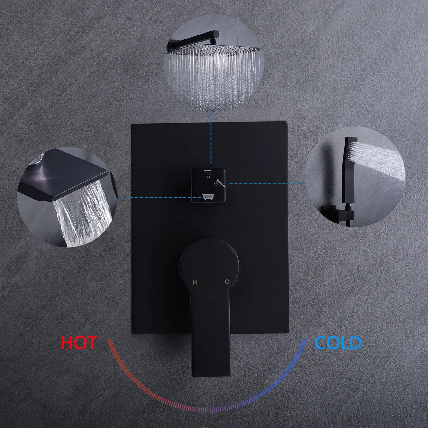 Modern 10" Wall Mounted Rainfall Shower Head System by HouseOfZazla