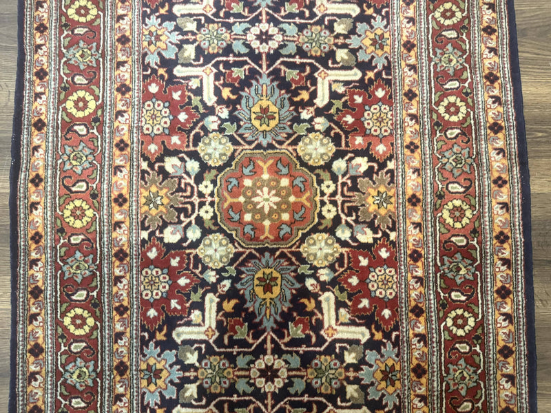Turkish Hereke Rug 3x5, Navy Blue and Red, Fine 210 KPSI by Jewel Rugs