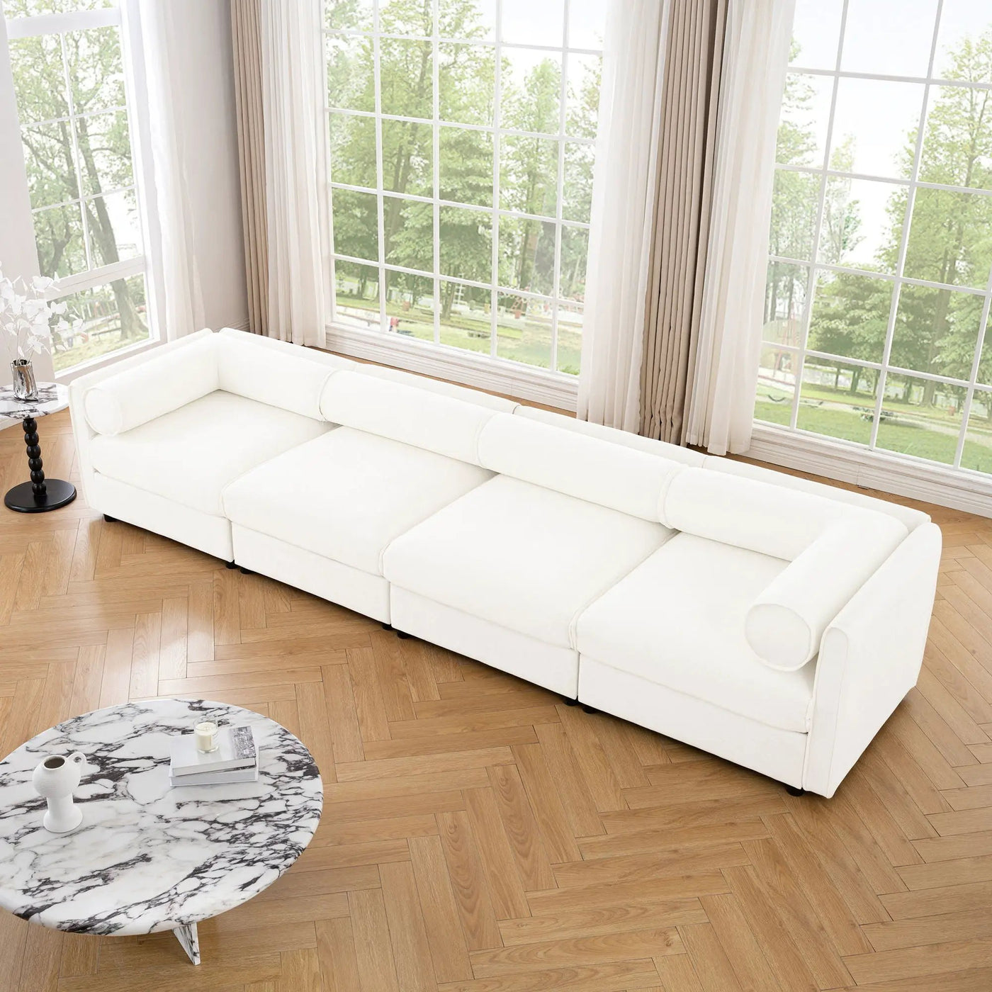 Stylish Sofa With Storage Seat And Cylindrical Backrest by Unique Piece Furniture