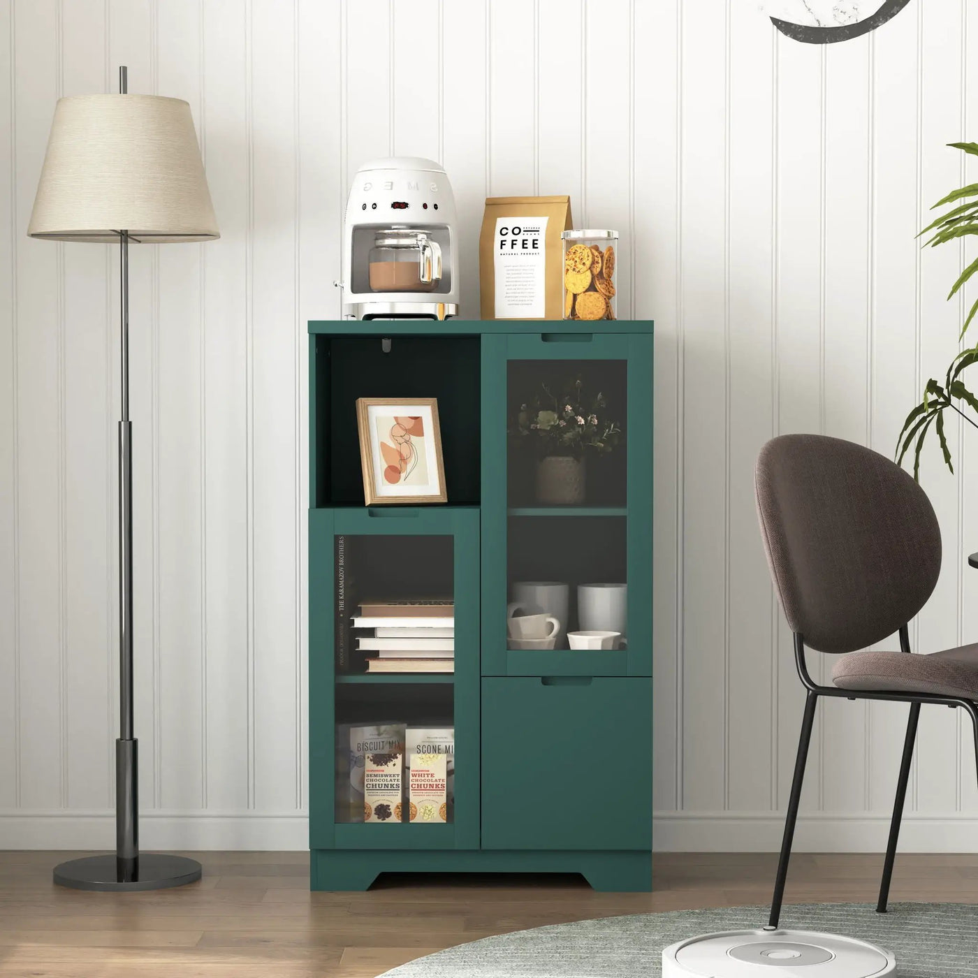 Modern Cabinet With Glass Doors And Drawer by HouseOfZazla