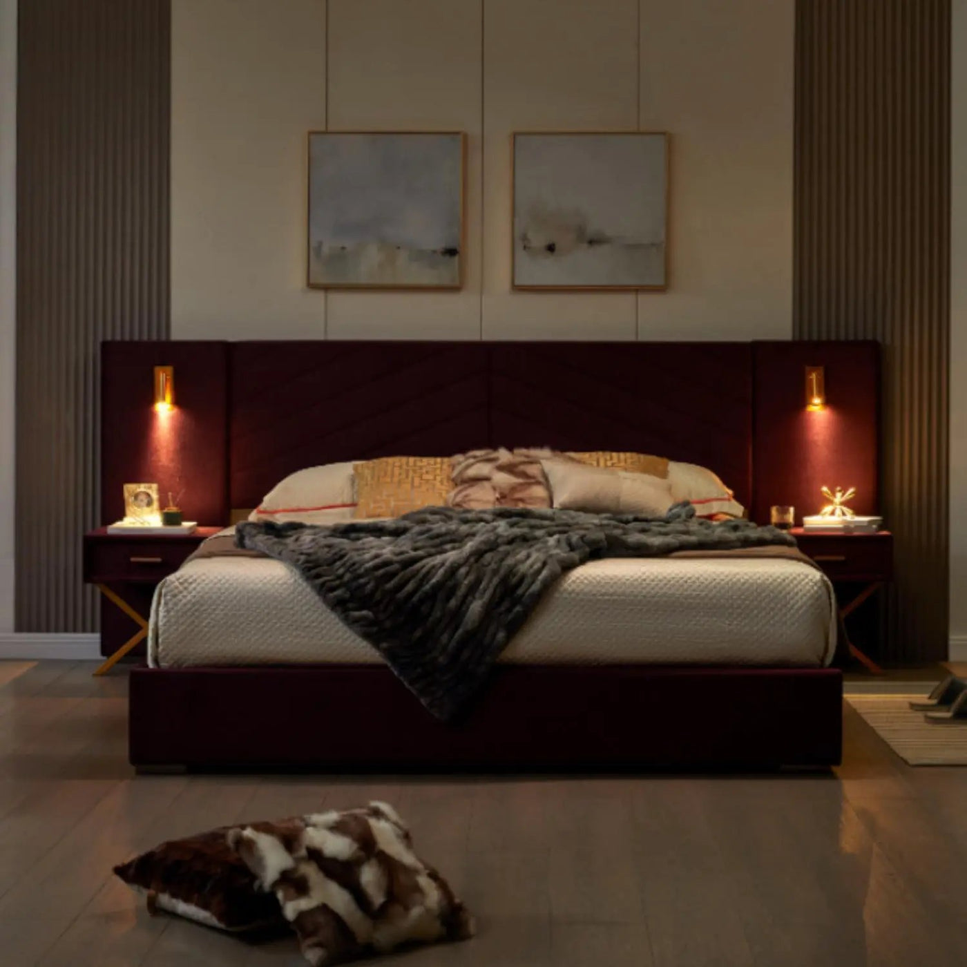 Comfortable Upholstered Bed With Vertical Channel Tufted Wingback Headboard by HouseOfZazla