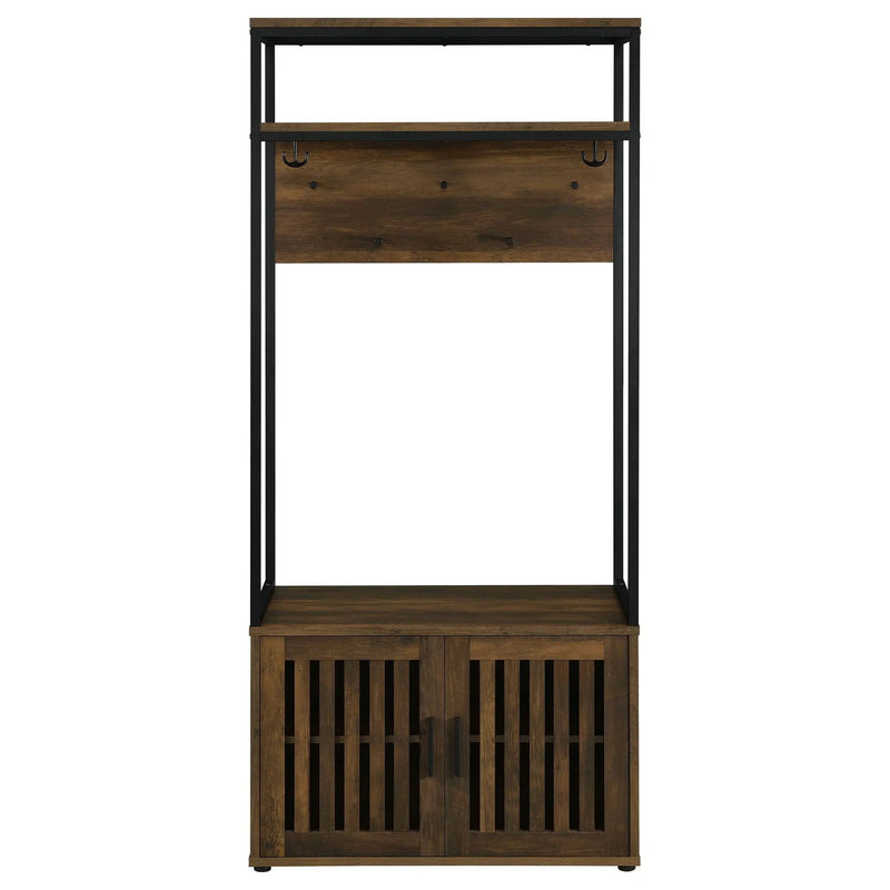 Quincy 2-door Coat Rack Hall Tree Storage Bench Dark Pine by Unique Piece Furniture