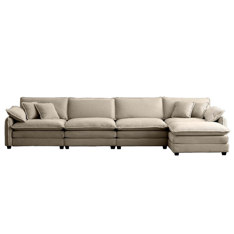 Modern Corduroy Upholstered 4-Seater Sofa with Footstool by HouseOfZazla