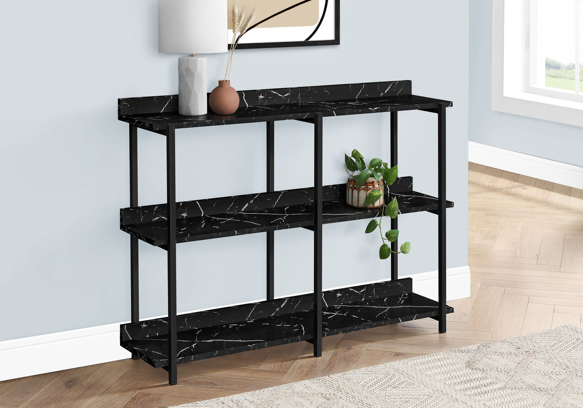 Accent Console Table for Entryway with Symmetrical Shelves - Black or Light Brown, photo 6 of 8