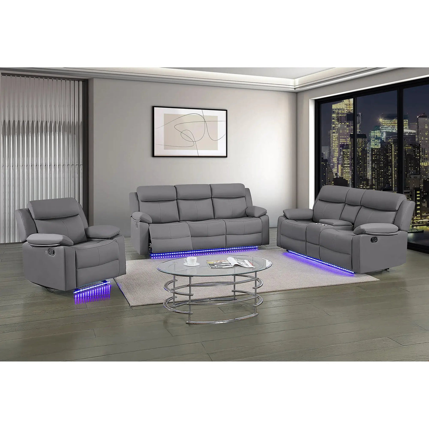 Blanche - Glider Recliner With LED, Pillow Top Arms by HouseOfZazla