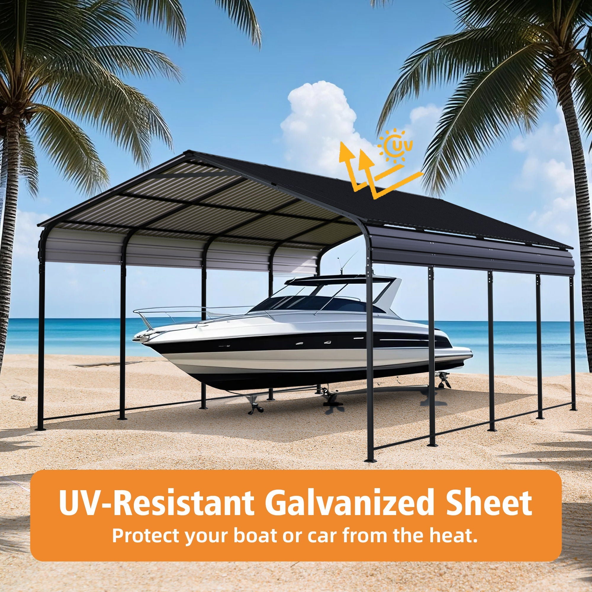 Heavy Duty Carport With Galvanized Roof And Enhanced Base - Anthracite by HouseOfZazla