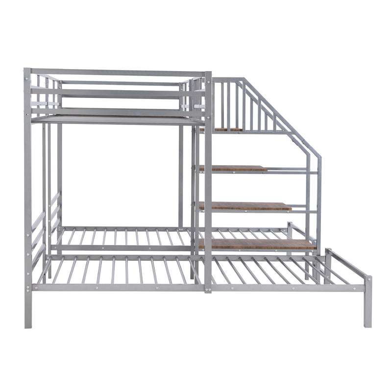 Metal Bunk Bed With Storage Shelves Staircase by HouseOfZazla