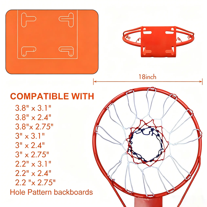 18" Steel Basketball Rim Replacement with Net by HouseOfZazla