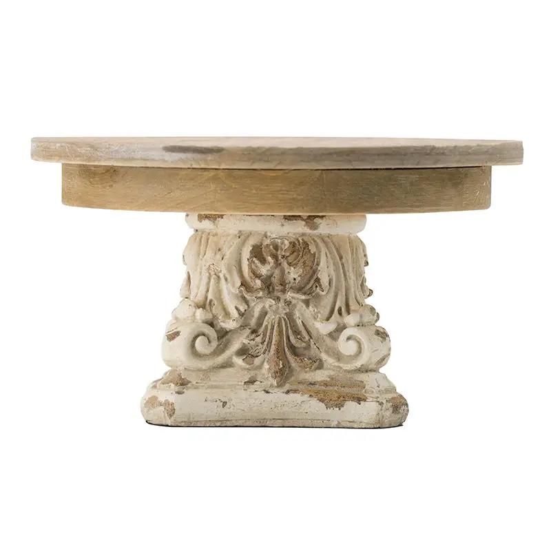 Cake Stand, Cake Plate With Magnesium Base - Cream / Brown by Unique Piece Furniture