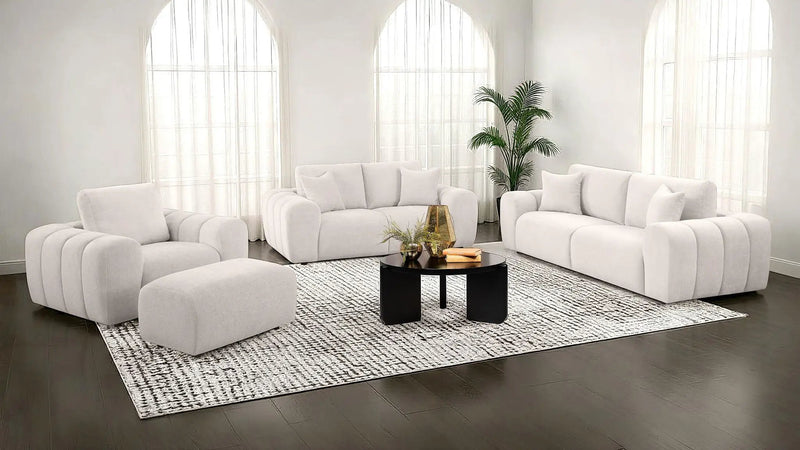 Burnett 4-piece Chenille Upholstered Sofa Set Ivory by Unique Piece Furniture