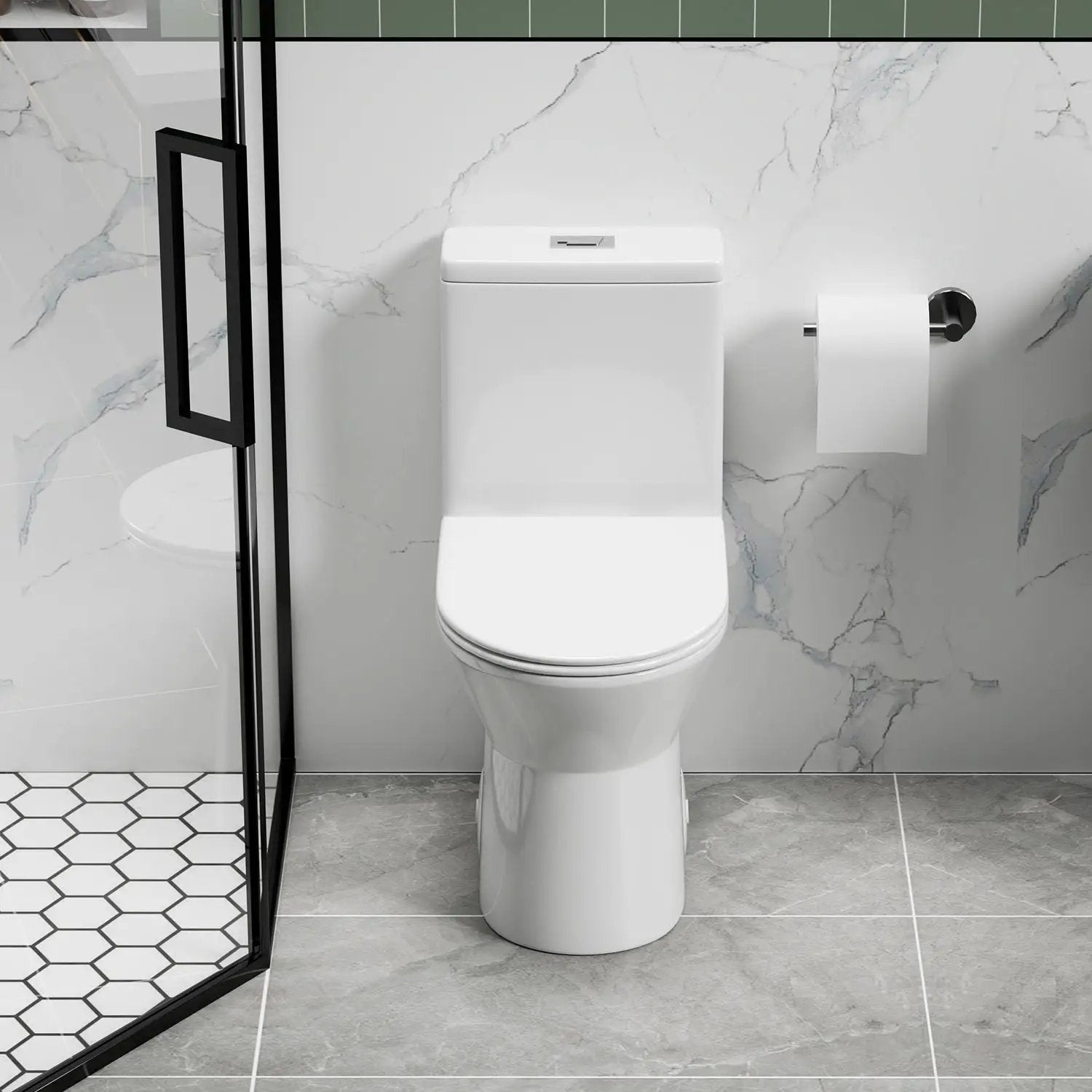 1 Piece Toilet With Dual Flush & Rimless Bowl - Glossy White by HouseOfZazla
